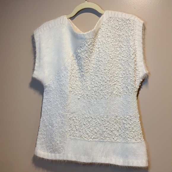Vintage textured white sleeveless sweater - Picture 1 of 6